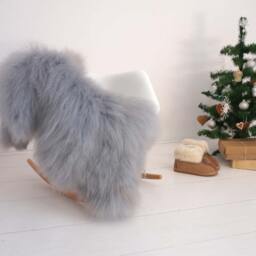 Sheepskin Icelandic Bright Grey X Throw Genuine Leather Sheep Skin Decorative Rug Grey Comfy, Cozy, Hair Is Very Thick, Shiny - thumbnail 3