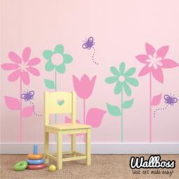 Funky Tall Flower Decals For Nursery Decor Childrens Wall Stickers Kids Vinyl - thumbnail 1