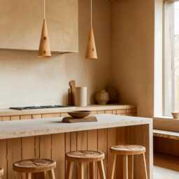 Natural Wood Pendant Lighting, Sculpture Ceiling Lamp, Hanging Light, Modern Chandelier, Handmade, Japandi, Minimal Design - thumbnail 3