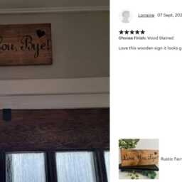 Love You Bye Wooden Sign Rustic Entryway Decor - thumbnail 4