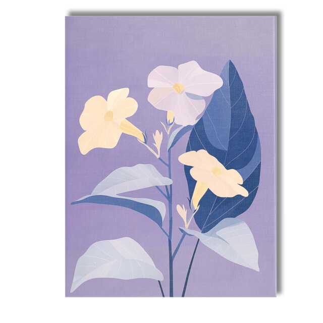 Pastel Lavender Floral Botanical Illustration Blue Leaf Artwork Canvas Wall Art Print Decor Picture Ready To Hang - image 1