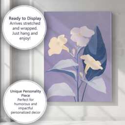 Pastel Lavender Floral Botanical Illustration Blue Leaf Artwork Canvas Wall Art Print Decor Picture Ready To Hang - thumbnail 3