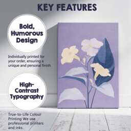 Pastel Lavender Floral Botanical Illustration Blue Leaf Artwork Canvas Wall Art Print Decor Picture Ready To Hang - thumbnail 2