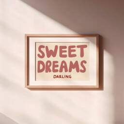 Sweet Dreams Darling Unframed Print - Bedroom Prints Nursery Wall Art Posters Bold Horizontal Pastel Decor - thumbnail 3