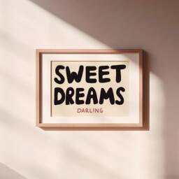 Sweet Dreams Darling Unframed Print - Bedroom Prints Nursery Wall Art Posters Bold Horizontal Pastel Decor - thumbnail 2