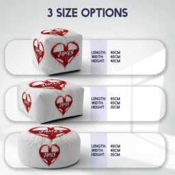 Personalised Name Heart England Flag Kids Pouffe Three Lions Football Supporter Decor St Georges Cross Sports Fan Bedroom Playroom Seat Rest - thumbnail 3