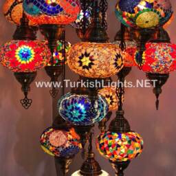 15 - Ball Turkish Sultan Mosaic Chandelier With Large Globes Multi-Color - thumbnail 2