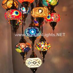 15 - Ball Turkish Sultan Mosaic Chandelier With Large Globes Multi-Color - thumbnail 3