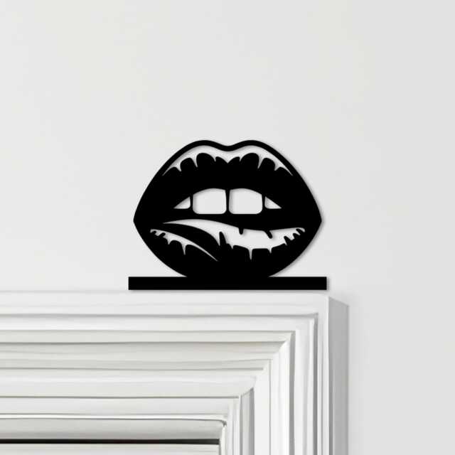 Door Topper Biting Lips Various Colours Top Of Decorative Sign - Sign, Novelty Wall Decor, Frame Art, Art - image 1