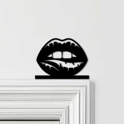 Door Topper Biting Lips Various Colours Top Of Decorative Sign - Sign, Novelty Wall Decor, Frame Art, Art - thumbnail 1