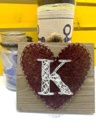 Letter Heart String Art Sign - Monogram Initial Art, String Art For Loved Ones, Heart Wall Decor - thumbnail 1