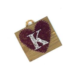 Letter Heart String Art Sign - Monogram Initial Art, String Art For Loved Ones, Heart Wall Decor - thumbnail 2