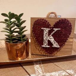 Letter Heart String Art Sign - Monogram Initial Art, String Art For Loved Ones, Heart Wall Decor - thumbnail 3