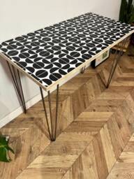 For??t Vinyl Topped Pattern Ply Table Colourful Bright Funky Chic Industrial Hairpin Leg Desk Handcrafted With Solid Plywood
