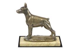 Dobermann , Dog Sand Marble Base Statue, Limited Edition, Artdog. Made Of Cold Cast Bronze. Solid, Perfect Gift. Limited Edition
