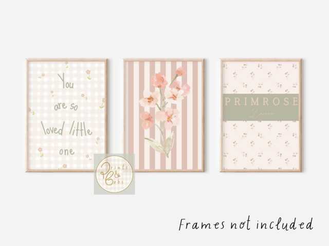 Set Of 3 Personalised Floral, Gingham & Wildflower Prints - Unframed - image 1