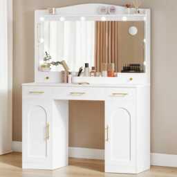 Dressing Table Led Mirror Modern Makeup Desk With 5 Drawers & Cabinets