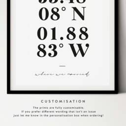 Framed Location Prints - Married, Custom Coordinates Print, Latitude Longitude, Wedding Gift, Personalised Gift For Couple, #089 - thumbnail 2