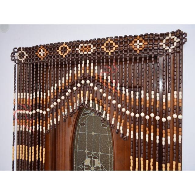 Handmade Wooden Beaded Door Curtain Natural Beech Wood Decor - image 1