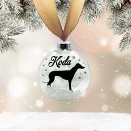 Greyhound Whippet Dog Personalised Ornament - Custom Glass Christmas Bauble - thumbnail 1