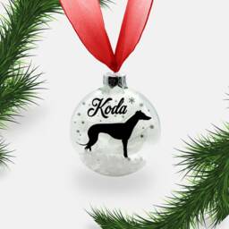 Greyhound Whippet Dog Personalised Ornament - Custom Glass Christmas Bauble - thumbnail 2