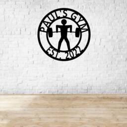 Weightlifter Barbell Metal Gym Sign, Custom Name Garage Wall Decor, Weightlifting Art, Fitness Gift - thumbnail 2
