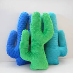 Cactus Pillow, Minky Dot Cactus Throw Cushion, Novelty Cushions, Turquoise Cactus, Stuffed Plush - thumbnail 4
