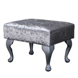 Handmade Shimmer Silver Footstool Queen Anne Style Legs