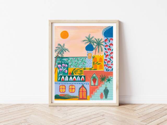 Egyptian Street Art Print, Egypt Travel Art, Pyramid Painting, Gift For Home, Traveller, Poster