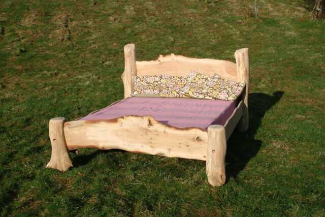 Rustic Oak Driftwood Bed - Live Edge Solid Wood Handmade Wooden Frame Single Double King Bespoke Wales UK