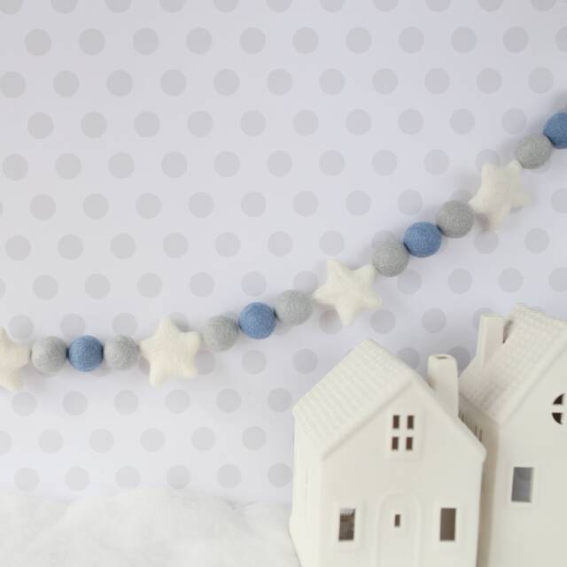 Christmas Garland - Tree Decorations Felt Ball Holiday Decor Pom Pom Boy Nursery - image 1