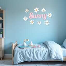 Personalised Wooden Name Sign For Girls - Floral Wall Art, Daisy Bedroom Decor, Nursery Door Plaque, Kids Sign, Playroom Decor - thumbnail 2