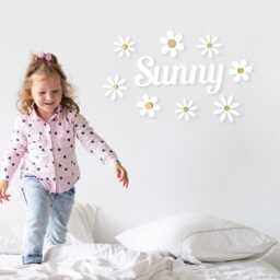 Personalised Wooden Name Sign For Girls - Floral Wall Art, Daisy Bedroom Decor, Nursery Door Plaque, Kids Sign, Playroom Decor - thumbnail 3