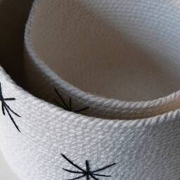 Nordic Cotton Planter Basket Embroidered Star Decor, Succulent Pot - thumbnail 4