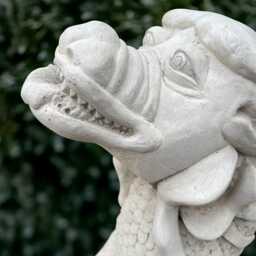 Large Face Dragon Statue Concrete Sculpture Outdoor Wildlife Decoration Dragon Lover Gift Handmade Front Door Ornament Gift - thumbnail 1