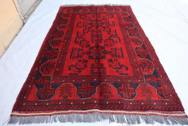 3x5 Ft Afghan New Genuine Area Rug, Turkmen Oriental Geometric Khal Mohammedi Bukhara Handmade Living Room D??cor Office Rug - image 1