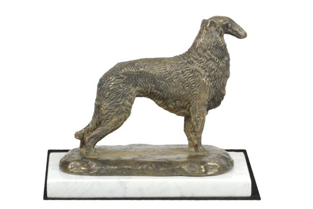 Borzoi, Russian Wolfhound, Dog White Marble Base Statue, Limited Edition, Artdog. Made Of Cold Cast Bronze. Perfect Gift. Limited Edition - image 1