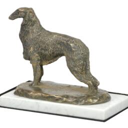 Borzoi, Russian Wolfhound, Dog White Marble Base Statue, Limited Edition, Artdog. Made Of Cold Cast Bronze. Perfect Gift. Limited Edition - thumbnail 3