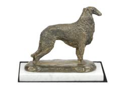 Borzoi, Russian Wolfhound, Dog White Marble Base Statue, Limited Edition, Artdog. Made Of Cold Cast Bronze. Perfect Gift. Limited Edition - thumbnail 1