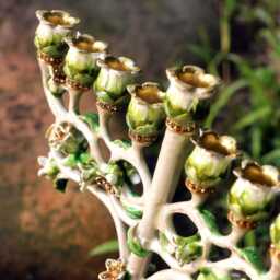 Tree Of Life Menorah Vintage Green Hanukkiah, Handmade Judaica Art - thumbnail 4