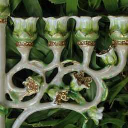 Tree Of Life Menorah Vintage Green Hanukkiah, Handmade Judaica Art - thumbnail 3