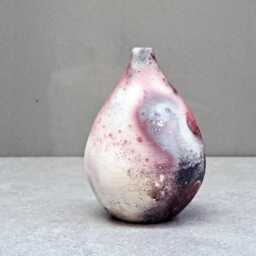 Smoke Fired Ceramic Vase, Small Handmade Vase With Natural, Wild Colors & Texture, Unique One Of A Kind Piece, Home Decoration - thumbnail 3