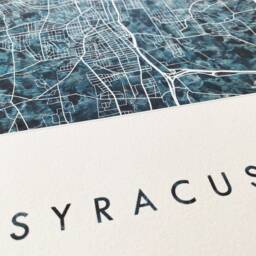 Syracuse Map Urban Fabric Watercolor Texture Painting New York City Plan - Art Print Graduation Wedding Anniversary Realtor Gift Waves - thumbnail 3