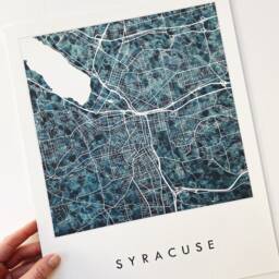 Syracuse Map Urban Fabric Watercolor Texture Painting New York City Plan - Art Print Graduation Wedding Anniversary Realtor Gift Waves - thumbnail 1