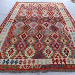 7x10 Ft Afghan Chubi Kilim Rug, New Flatweave Maimana Tribal Turkmen Oriental Rug, Vintage Rug For Bedroom, Livingroom Carpet - thumbnail 2