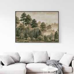 Green Forest Poster, Vintage Woodland Print, Landscape Wall Art, Paper - thumbnail 3