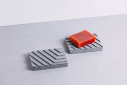Modern Linear Soap Saver, Concrete Bathroom Accessory, Sustainable Diagonal Stripe Tray, Artisan Grey Dish, Minimalist Home Decor - thumbnail 1