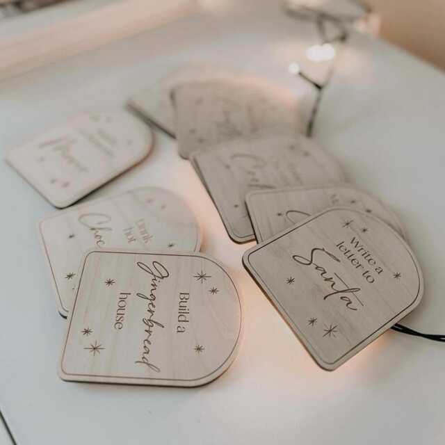 Set Of 6 Wooden Advent Calendar Activity Cards - Customisable - image 1