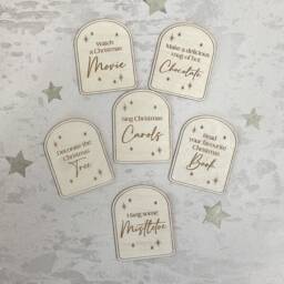 Set Of 6 Wooden Advent Calendar Activity Cards - Customisable - thumbnail 4