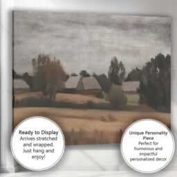 Minimalist Rural Farmland Landscape in Earthy Neutral Tones Canvas Wall Art Print Decor Picture Ready To Hang - thumbnail 3